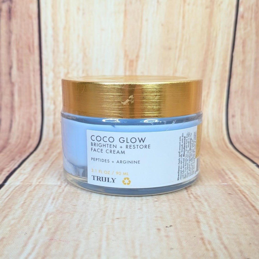 Truly Beauty Coco Glow Brighten + Restore Face Cream Peptides Arginine 3.1 oz